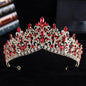 Trendy Baroque Sky Blue Rhinestone Crystal Queen Crown Wedding Tiara Women Beauty Pageant Diadem Bridal Hair Accessories Jewelry