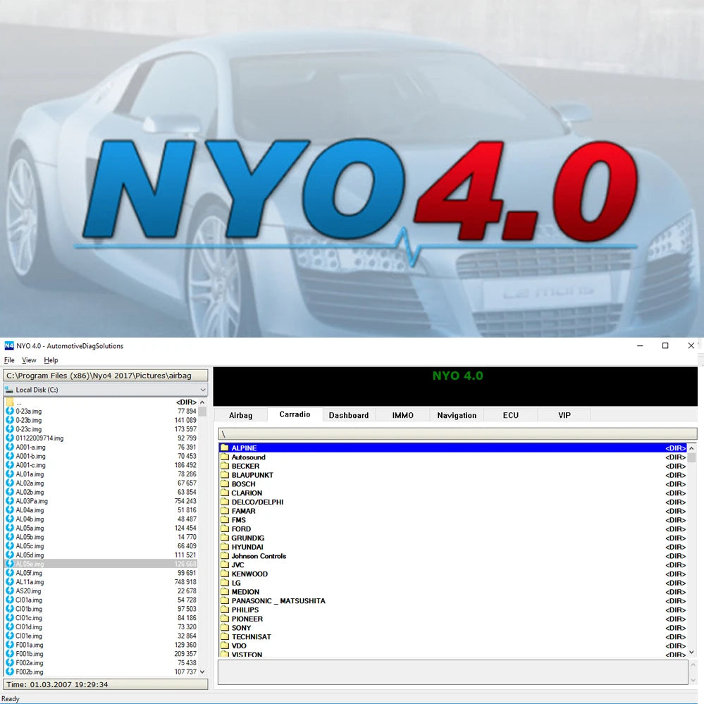 NEWEST Auto Repair Software 2017 NYO 4.0 Full Database Airbag+Carradio+Dashboard+IMMO+Navigation Install Video Guide