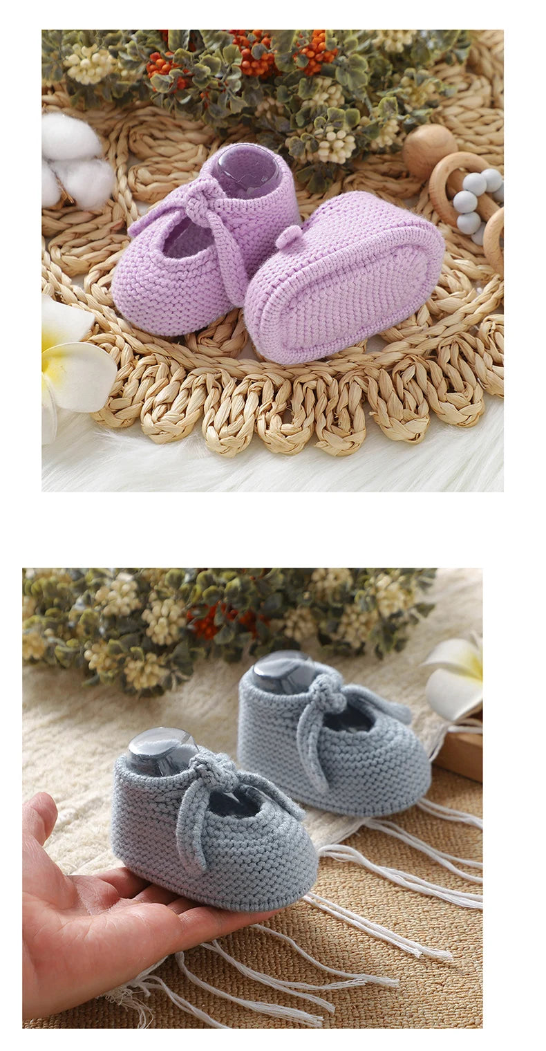 Newborn Baby Shoes Knitted Toddler Children First Bed Boots 0-18M Clothing Accessories Infant Boy Girl Footwear Fashion Shallow