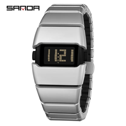 SANDA 9504 Retro Electronic Watch 5ATM Waterproof Night Light Display Snooze Alarm Clock Stopwatch Men's and Women's Watches2026