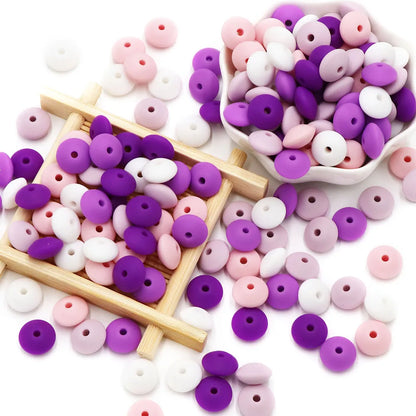BOBO.BOX 100pc12mm Silicone Lentil Beads Baby Teething Bead BPA-Free Food Grade Making Baby Oral Care Pacifier Chain Accessorise
