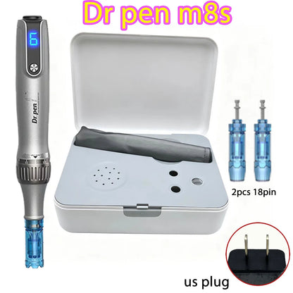 Dr Pen M8S Microneedling Pen Wireless Dermapen Beauty Machine with 2pcs Replacement Cartridges needle length 0.25mm