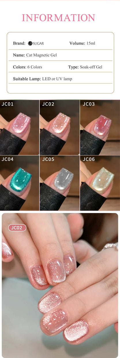 UR SUGAR 15ml Jelly Pink Cat Magnetic Gel Nail Polish Glitter ICE Soak Off Ceramic UV Gel Semi-permanent Nail Supplies Manicure