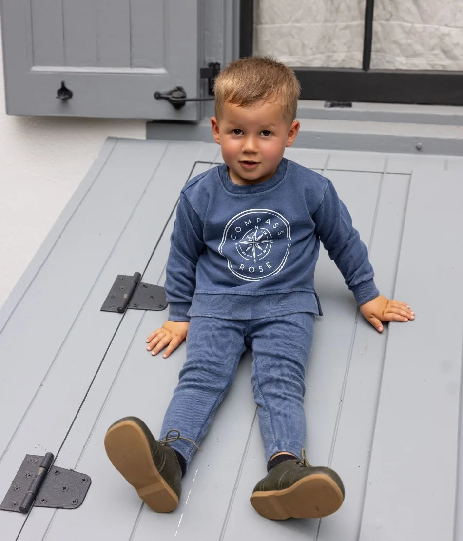 2026 Ali Plus new AW26 Compass Collection Dusty pink Muted blue washed denim oversized sweatshirt kids girl boy baby clothing