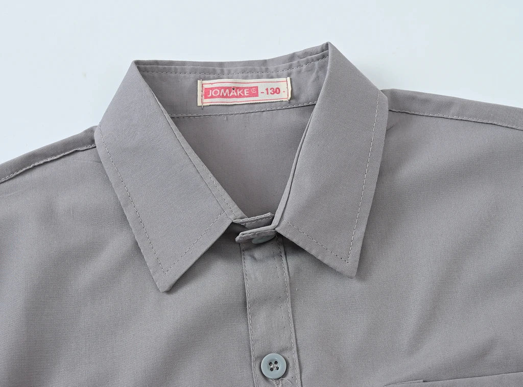 Children's Shirt in the Spring and Autumn New Boys and Girls Suit Collar Shirt Children's Pure Color Long Sleeve Shirt