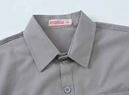 Children's Shirt in the Spring and Autumn New Boys and Girls Suit Collar Shirt Children's Pure Color Long Sleeve Shirt