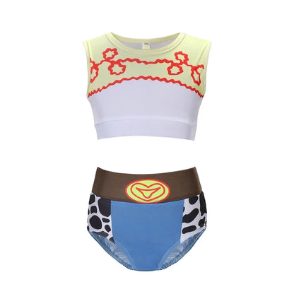 Fairy Tale Princess Swimsuit for Girls Elsa Anna Snow White Swimwear Belle Child Kids Toddler 2-8Y Bathing Suit with Skirt