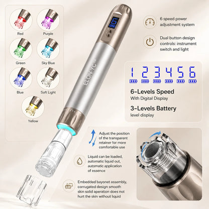 Newly ELON-YC-H6 Microneedling pen 2-in-1 beauty equipment with 10 cartridges Needle length 0.25mm