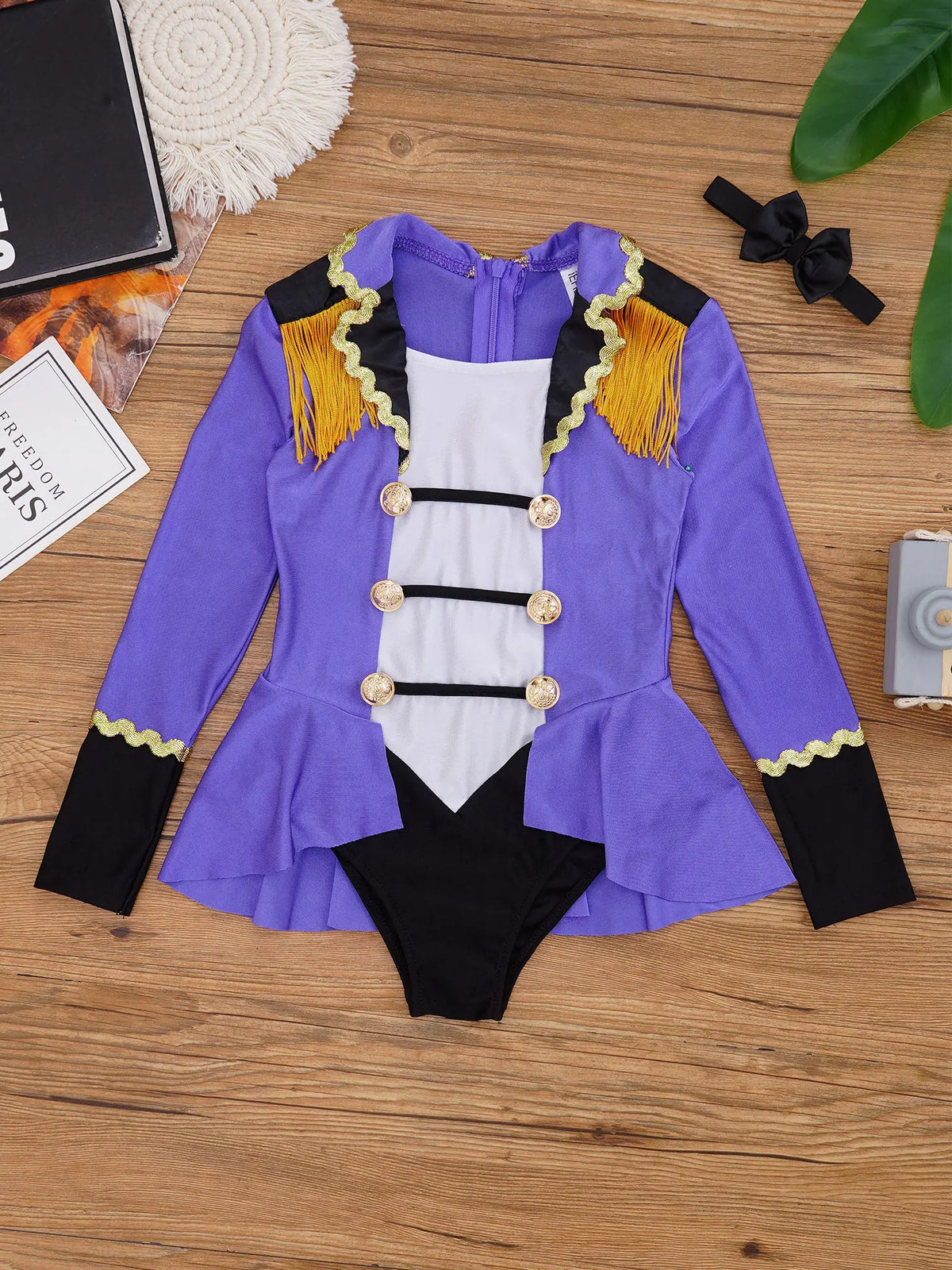 Childrens Showman Bodysuit Tassel Leotard Circus Ringmaster Cosplay Costumes Kids Girls Carnival Party Performance Jumpsuit