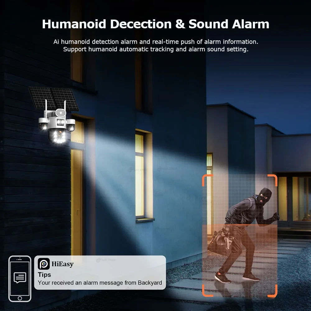 20MP AOV Solar Outdoor Surveillance Camera 4G SIM 7/24 Hours Recording 60X Optical Zoom Auto Track 31200mah Security PTZ Cameras