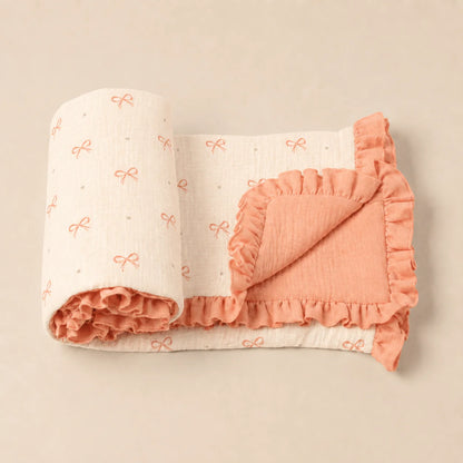 1PCS Soft Breathable Newborn Swaddle Blanket with Lace Edge Versatile Baby Wrap for Carriage Cover And Nursery Room Blanket Suit