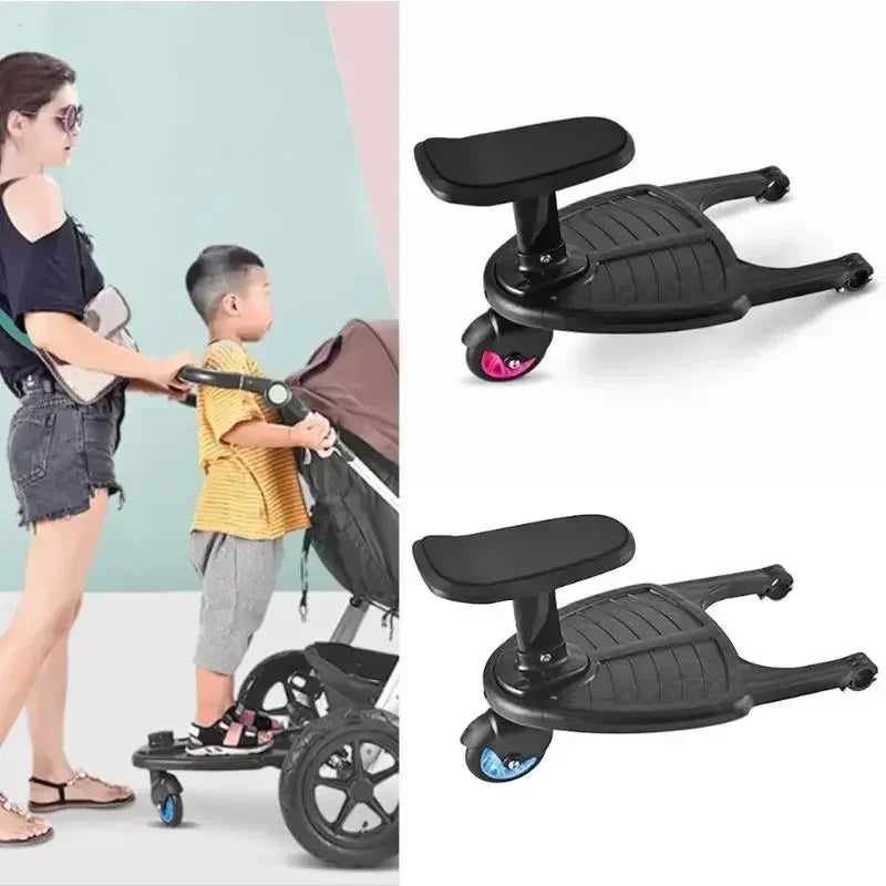 Baby Stroller with Ride-on Board Stroller Pedal Adapter Stroller Attachment with Removable Seat and Standing Platform