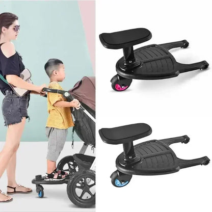 Baby Stroller with Ride-on Board Stroller Pedal Adapter Stroller Attachment with Removable Seat and Standing Platform