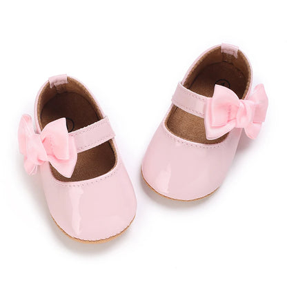 Toddler Girls' Fashionable Bowknot Princess Shoes, Comfortable Soft Mary Jane Flat Shoes Suitable For Parties And Various Activi