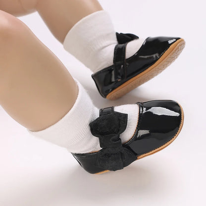 Toddler Girls' Fashionable Bowknot Princess Shoes, Comfortable Soft Mary Jane Flat Shoes Suitable For Parties And Various Activi