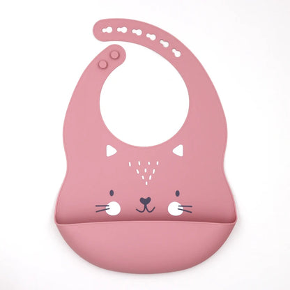 Customize Cartoon Animal Silicone Baby Bib with Name & Pattern Food-Grade Solid Feeding Bib DZ31