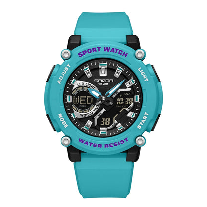 SANDA Outdoor Men's Electronic Wristwatch Large Dial Multifunctional Waterproof Luminous Alarm Military Sports Watch