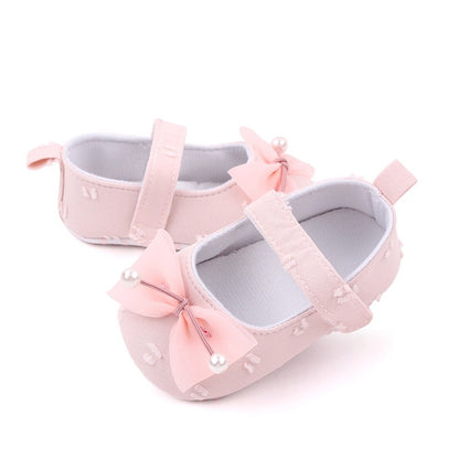 0-18months Baby Girls Bowknot Flats Soft Sole Shoes Non-Slip Princess Wedding Dress Walking Shoes For Newborn Girls