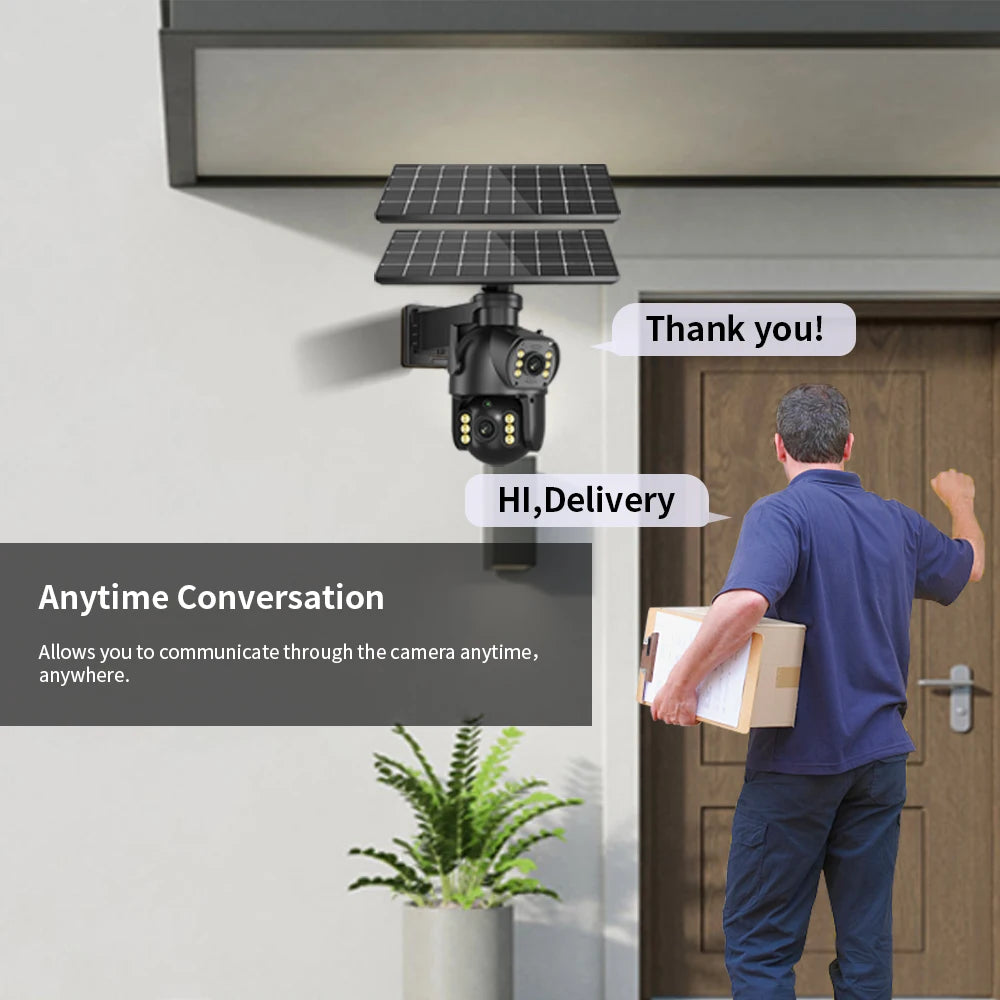 Neye P18 Solar Powered 4G SIM Card Camera 4K 8MP Outdoor Dual Lens PTZ Camera PIR Human Detection Ultra Long Battery Life