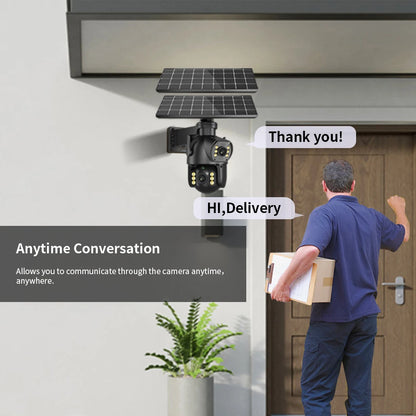 Neye P18 Solar Powered 4G SIM Card Camera 4K 8MP Outdoor Dual Lens PTZ Camera PIR Human Detection Ultra Long Battery Life