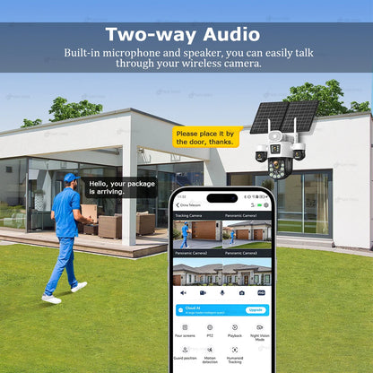 20MP AOV Solar Outdoor Surveillance Camera 4G SIM 7/24 Hours Recording 60X Optical Zoom Auto Track 31200mah Security PTZ Cameras