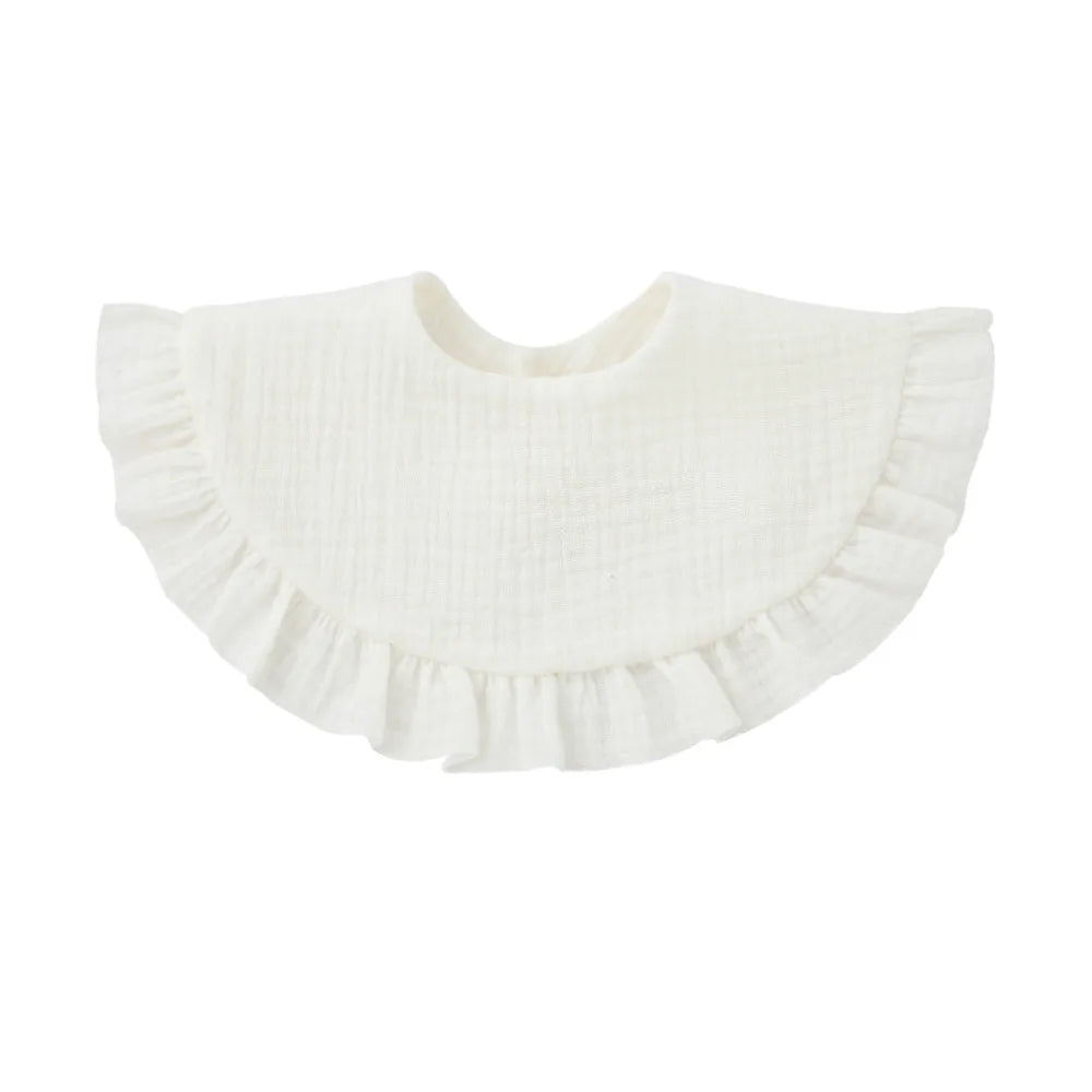Baby Gauze Feeding Drool Bib Ruffle Solid Infants Saliva Towel Soft Cotton Burp Cloth For Toddler Kids Bibs Korean Style New