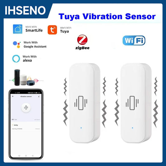 Tuya WiFi/Zigbee Smart Vibration Sensor Home Security Protection Smart Life App Real-time Remote Shock Alarm History Record