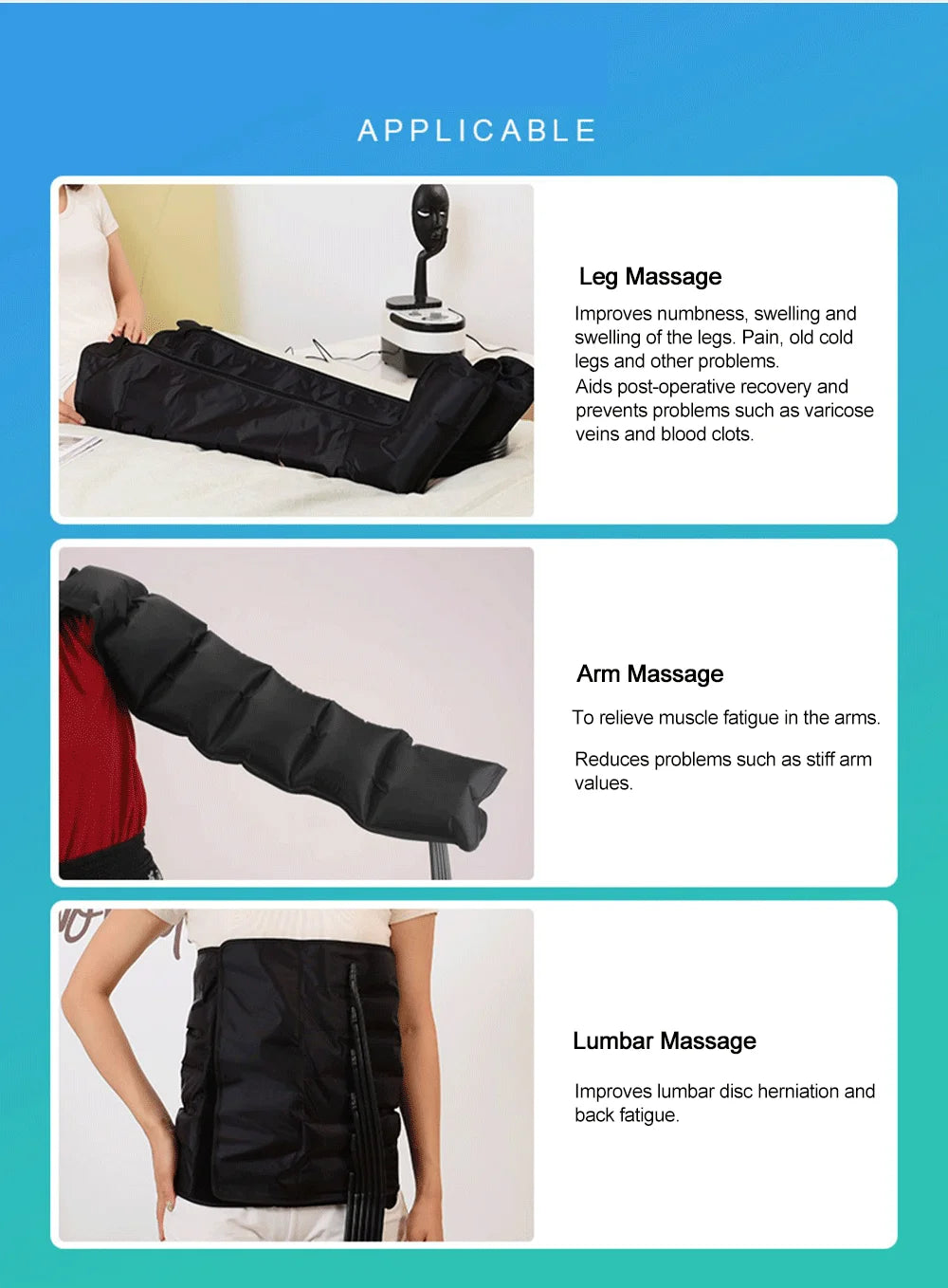 Thigh Air Compression Pressure Massager Home Use Relieve Varicose Veins Leg Massager Machine Promote Blood Circulation Relieve