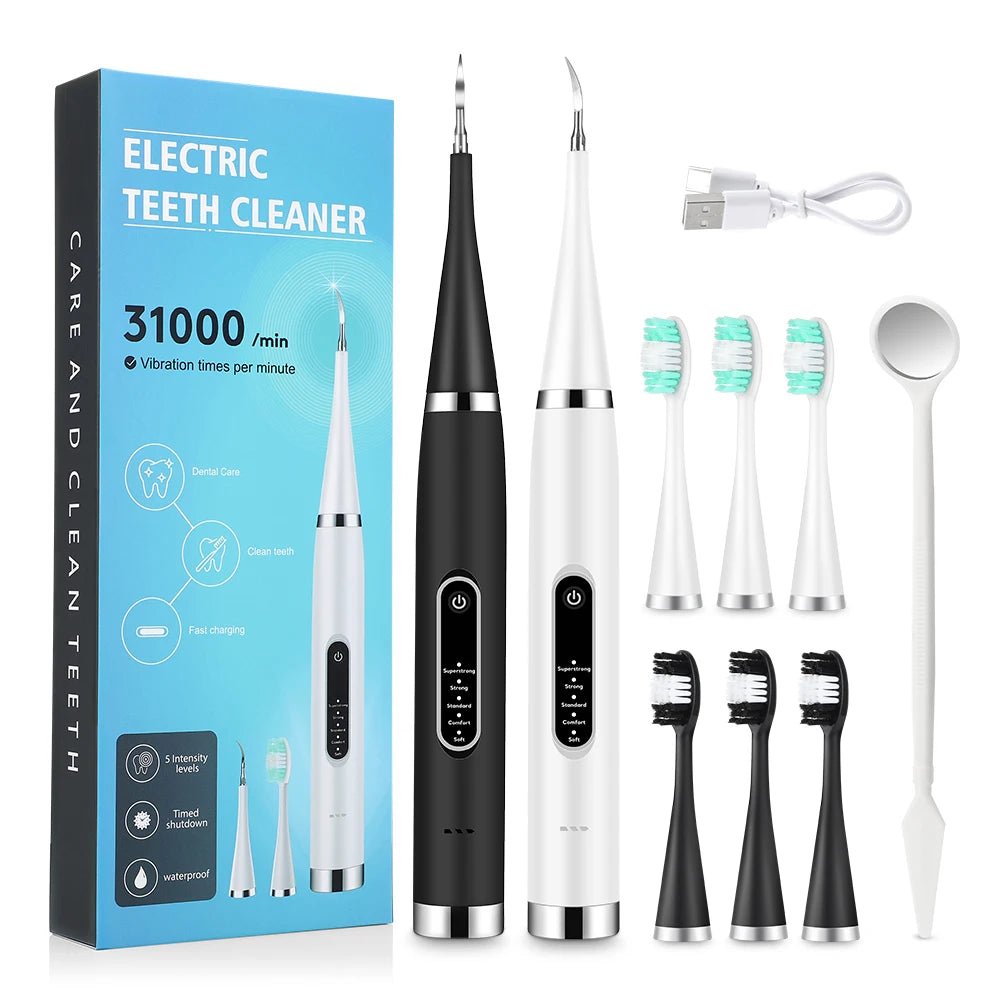 Electric Teeth Cleaner Dental Remover Calculus Plaque Stains and Tartar Oral Care Teeth Whitening Kits Rechargeable Toothbrush