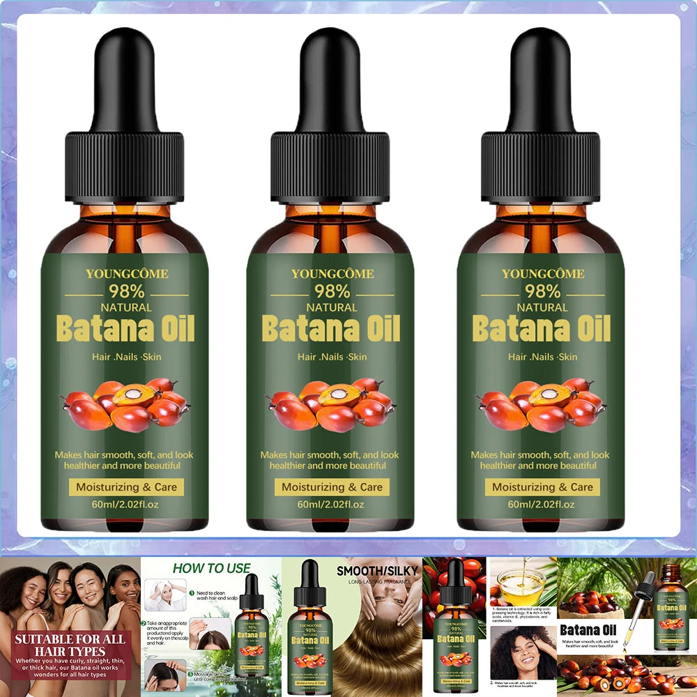 Natural Batana Oil For Hair Growth Pure Batana Oil Hair Shine Strengthen For Women Prevent Hair Loss Eliminate Split Ends 1/3pcs