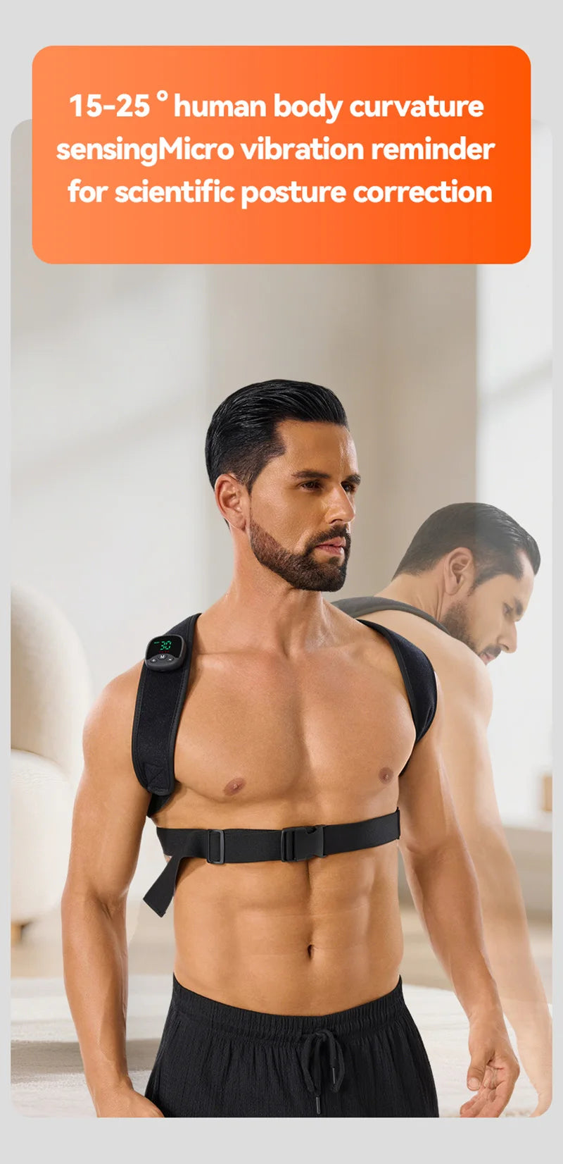 Electric Muscle Stimulator EMS Back Shoulder Vibration Stress Relief Massager Smart Muscle Toner Correct Body Posture USB Charge