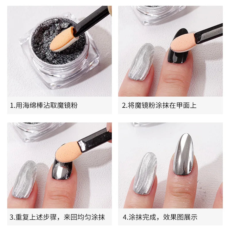 10/30/50/200/500/1000pcs Double Ended Sponge Nail Art Powder Brush Multifunctional Eyeshadow Brush Portable Makeup Manicure Tool