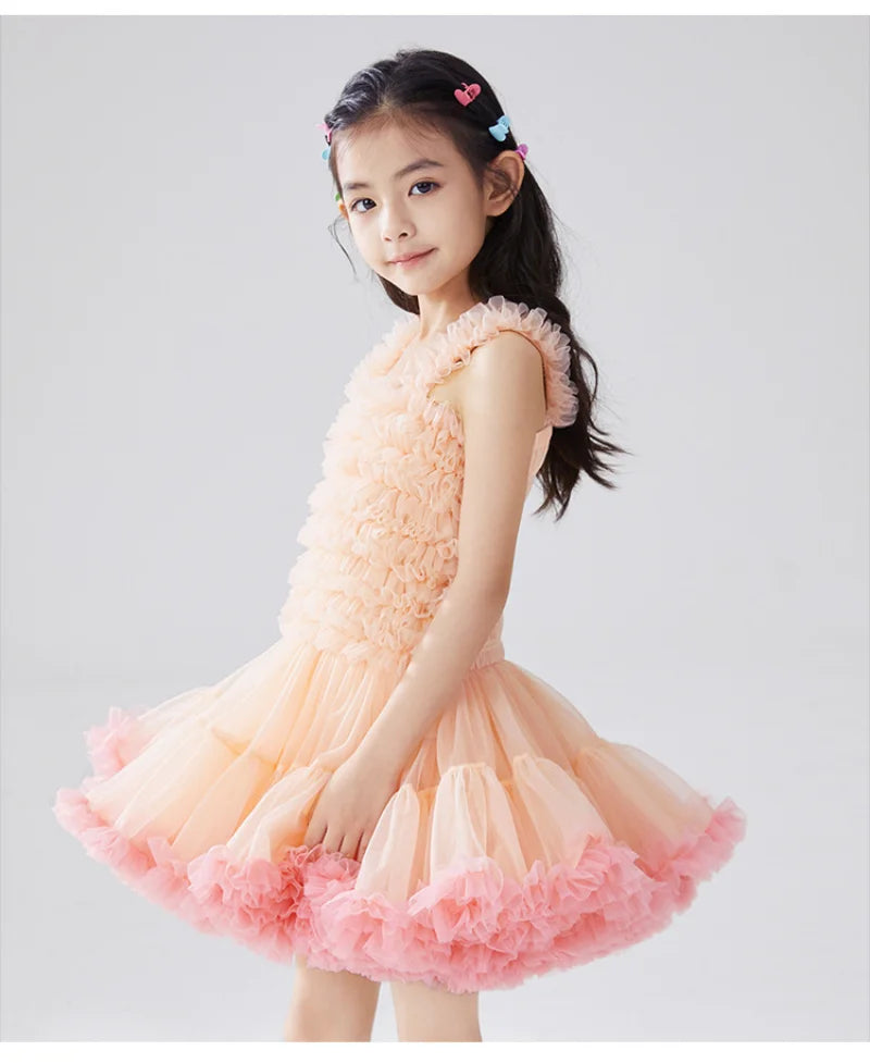 Girls Tutu Dress for Girls Baby Ball Gown Princess Party Vestido Casual Ruffled Bubble Photography Dresses Children Clothes L017