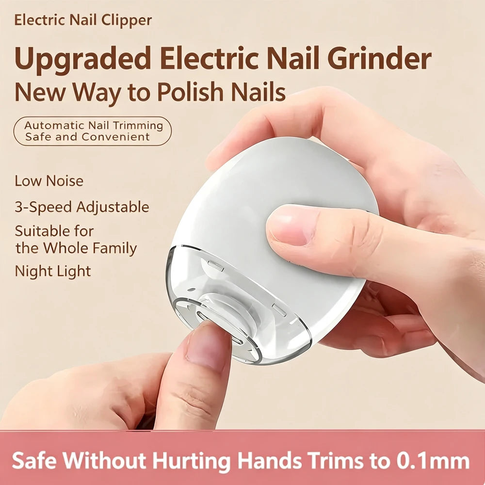 2 IN 1 Electric Nail Grinder and LED Light Automatic Polishing and Shaping Device, Suitable for baby mini Care Nail Tools