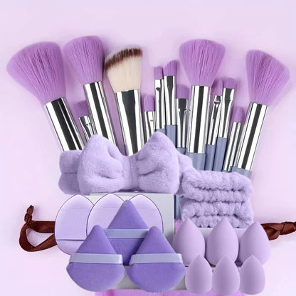 15pcs Makeup & Face Wash Tool Kit - Includes Cosmetic Sponges, Powder Puffs, Hair，Beauty Gift Set