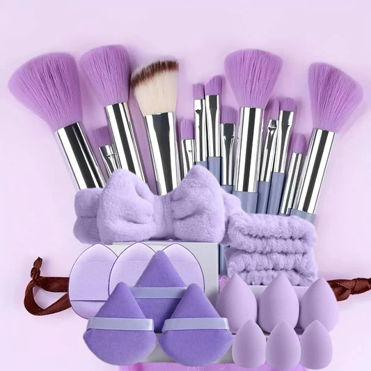 15pcs Makeup & Face Wash Tool Kit - Includes Cosmetic Sponges, Powder Puffs, Hair，Beauty Gift Set