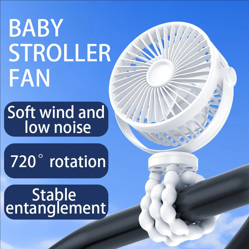 Fan for Cart Stroller Fan Portable Outdoor Fan Clip On for Baby 500mAh USB Rechargeable Handheld Electric Fan for Home 3 Speeds