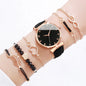 6pcs/set Ladies' belt watch, student ins style Korean version, simple temperament, light luxury, niche with calendar quartz