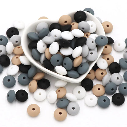 BOBO.BOX 100pc12mm Silicone Lentil Beads Baby Teething Bead BPA-Free Food Grade Making Baby Oral Care Pacifier Chain Accessorise