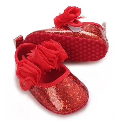 Baby Learning Walk Shoes, Elegant 3D Flower Infant Crib Shoes,Multi Style Soft Dress Footwear for Newborn Baby Girls 0-18Months