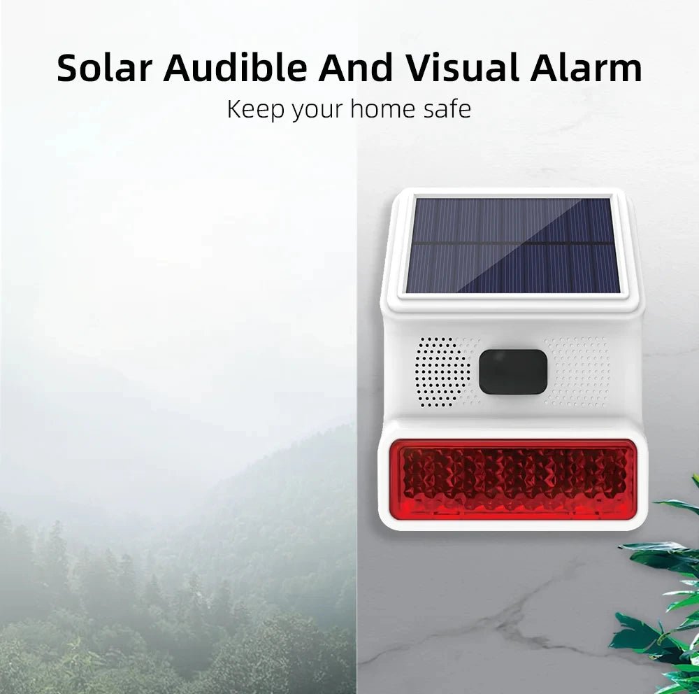 New 433MHz Wireless light Flash Strobe Outdoor Solar Waterproof Siren for Home Burglar PIR Motion Door Gap Security Alarm System