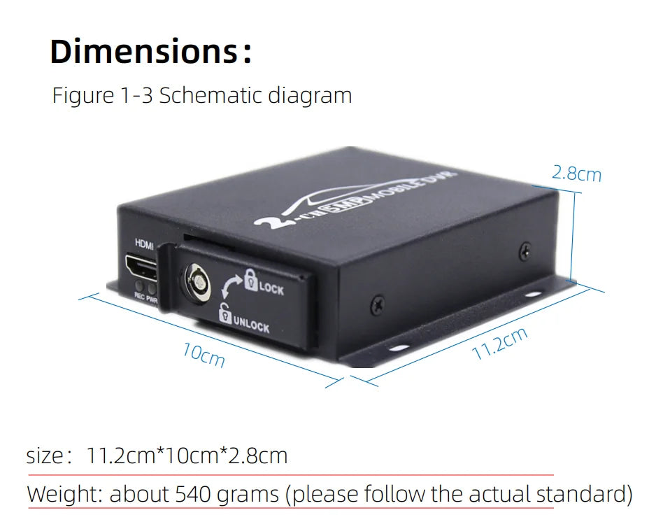 8MP AHD TVI DVR 2ch DVR Car Truck Vehicle Video Record Mobile DVR HDMI Output 2CH MINI CVBS with Remote Control