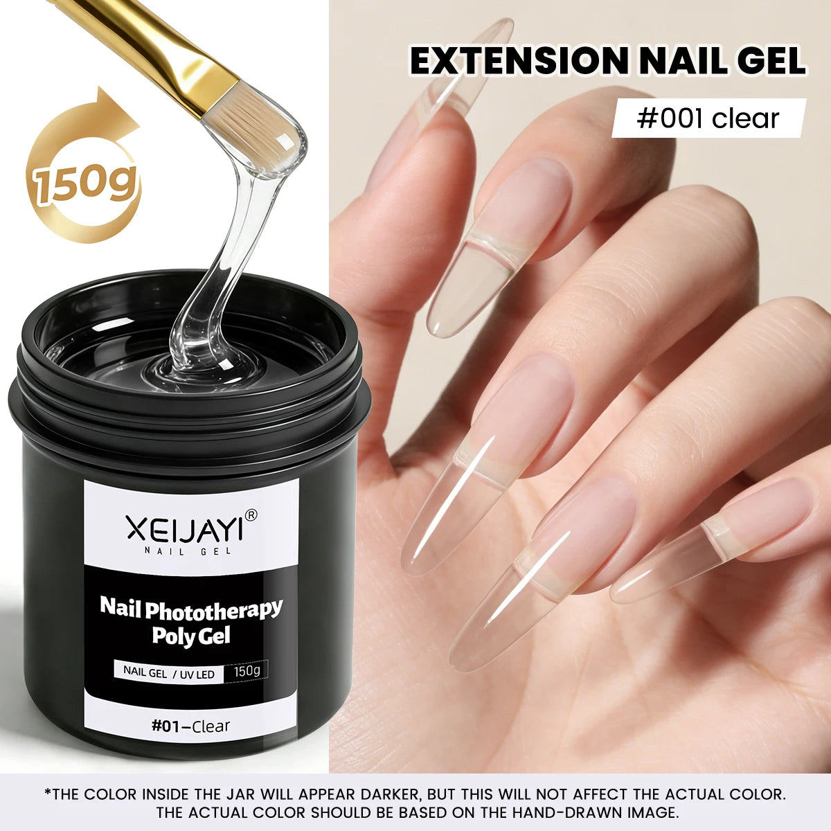 XEIJAYI 150g Poly Nail Gel UV LED Cured Builder Nail Gel Crystal Nail Extension Gel For Nails DIY At Home Salon