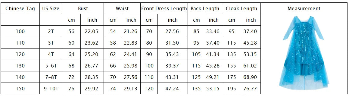 Girl Stunning Princess Maxi Dress All Body Sequin Covered Blue Train Sparkly Tulle Costume Snow Queen Party Elsa Cosplay Outfit