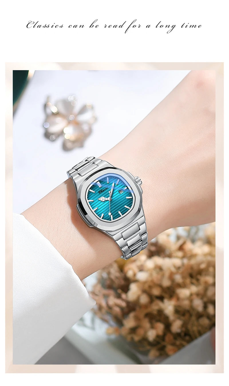 CHENXI 8222 Fashion Couple Quartz Watch Waterproof Night Light Date Stainless Steel Strap Casual Date Men's and Women's Watch