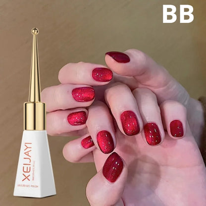 XEIJAYI Sparkling Glass Bead Cat Eye Gel Nail Polish Reflective Magnetic Gel Nude Color uv Permanent Seedling Varnish Nail Art