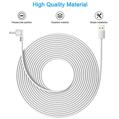 White 7.6M/25ft Weatherproof Outdoor Charging Cable for Ring Stick Up Cam Battery(3rd Gen)