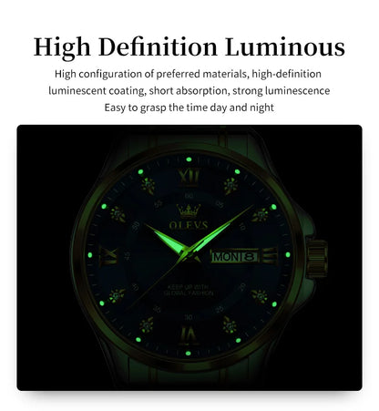 OLEVS 2906 Fashion Date Quartz Couple Watches Diamond Top Brand Luxury Watch For Men Women Waterproof Stainless Steel Wristwatch