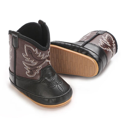 Western Cowboy Princess Baby Boots 0-18M Infant Pre-Walker Shoes Soft Sole Embroidered Footwear for Newborn Girls