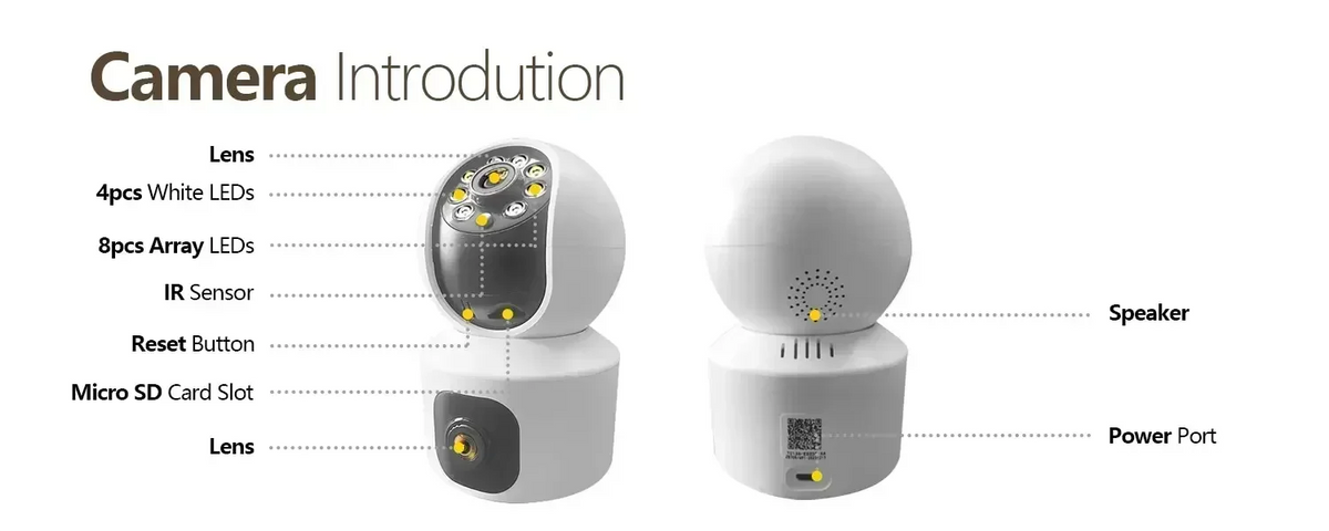 8MP 4K Wifi Surveillance Camera Wireless Security PTZ IP Camera AI Human Tracking 10X Zoom Security Camera Dual Screen Monitor